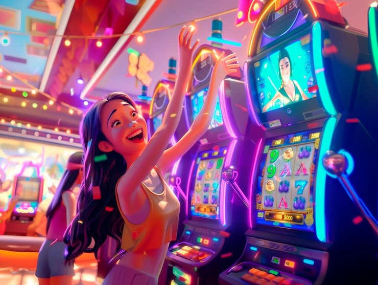 Slot game display on totojitu sydney showing reels, bet controls, and payout information